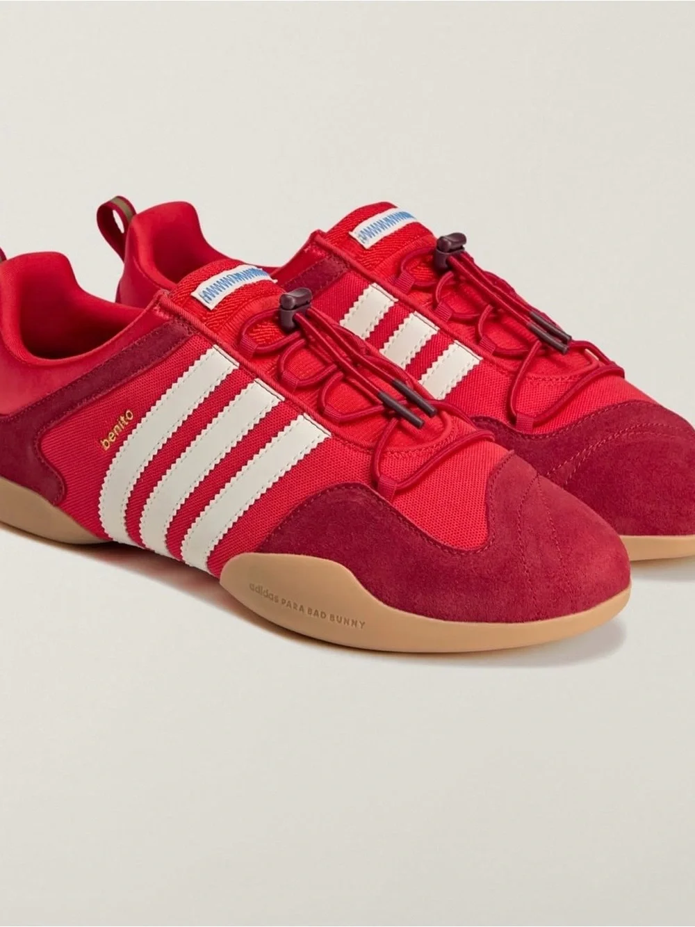 adidas ballerina sneaker bad bunny flamboyan red with cream stripes